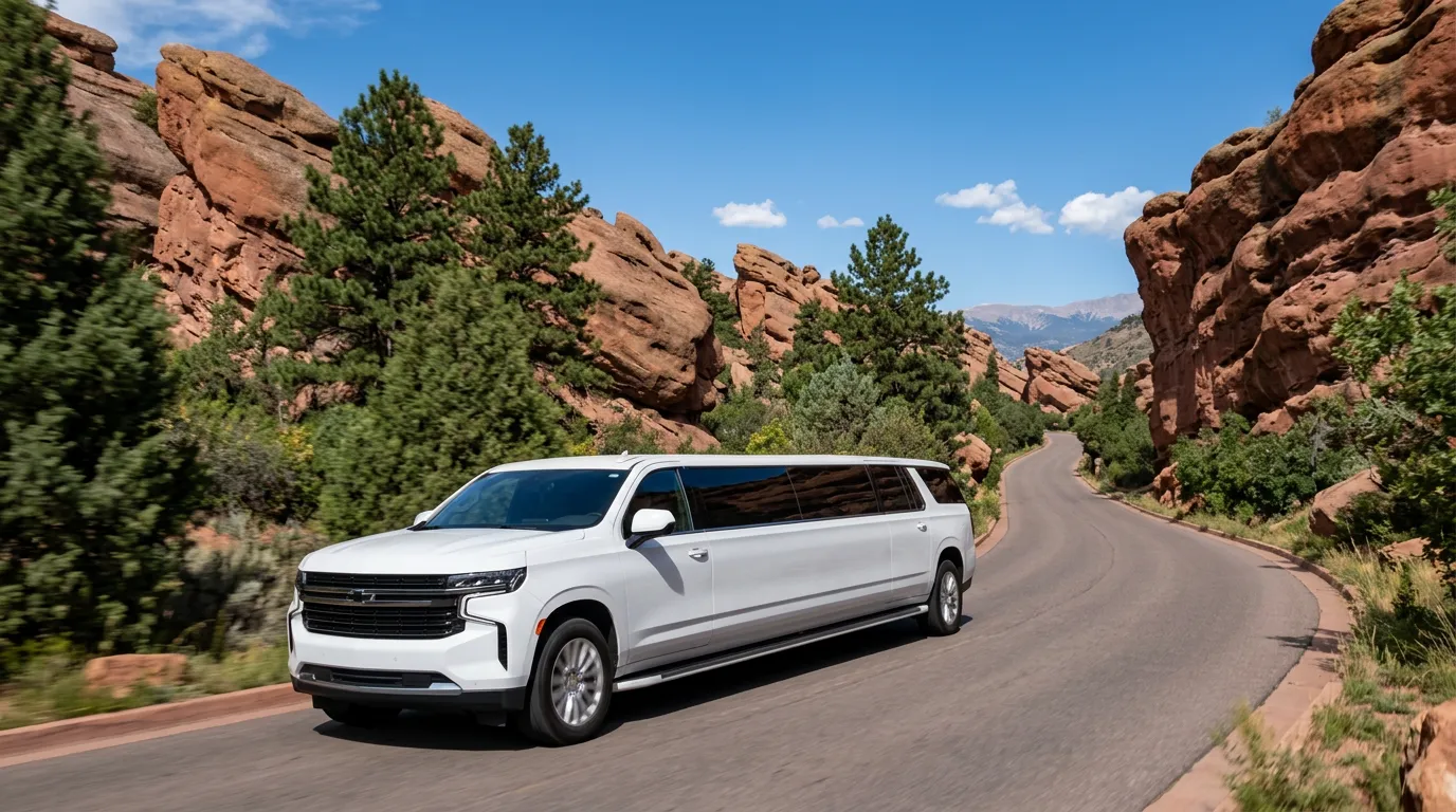 Colorado white Chevy Suburban 20 passenger stretch limo